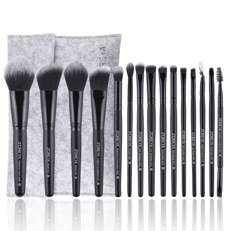Nuvella 15-Piece Makeup Brush Set with Black Handles