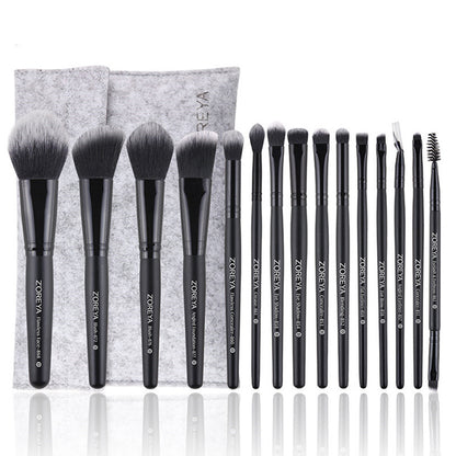 Nuvella 15-Piece Makeup Brush Set with Black Handles