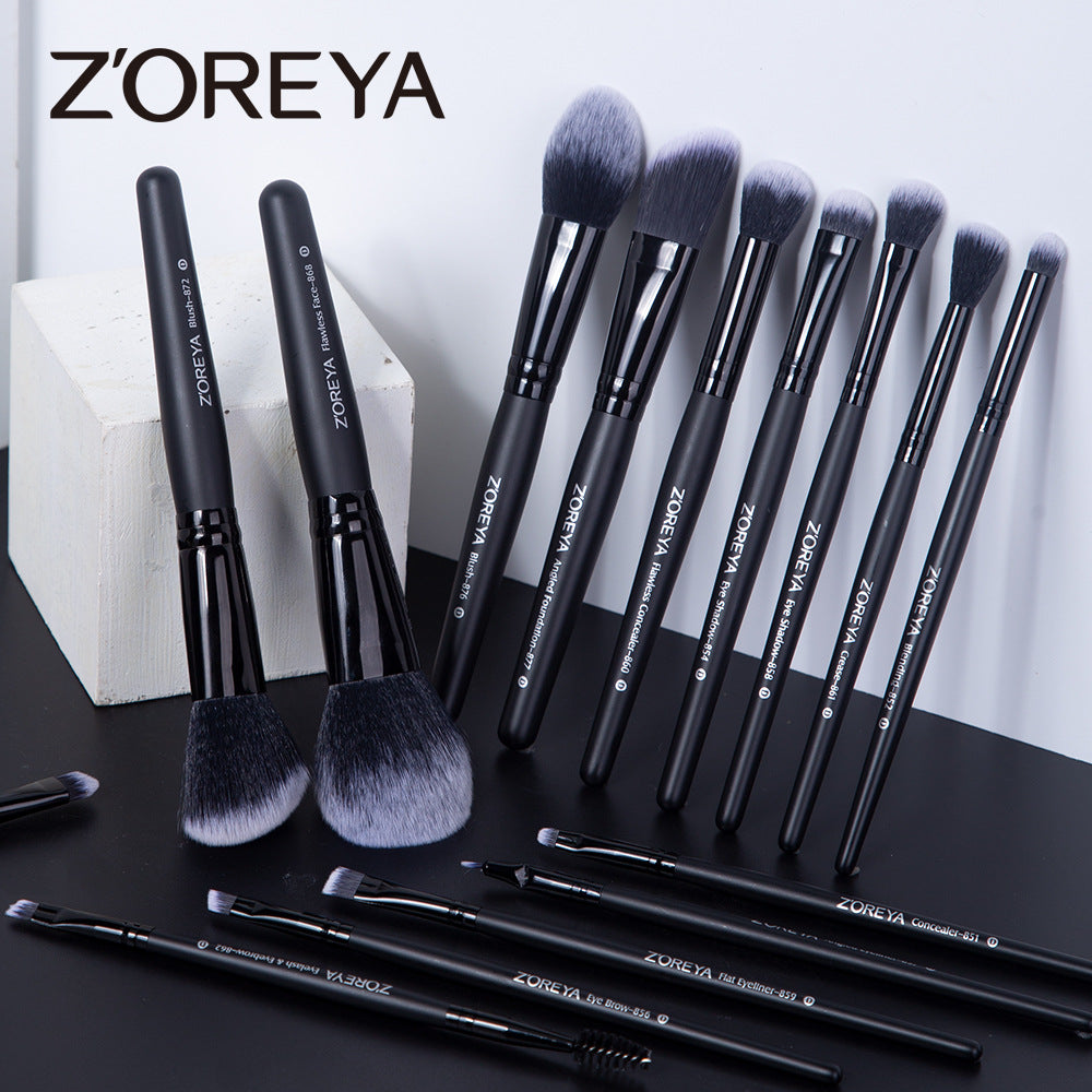 Nuvella 15-Piece Makeup Brush Set with Black Handles