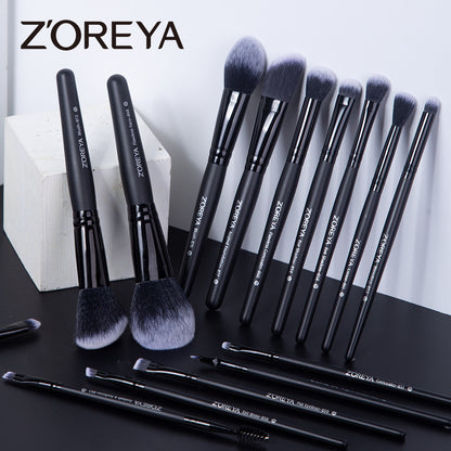 Nuvella 15-Piece Makeup Brush Set with Black Handles