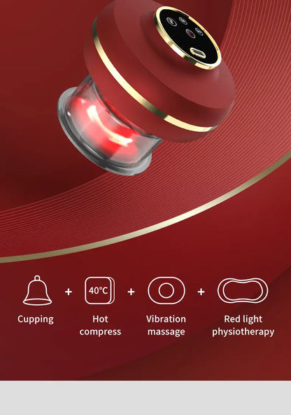 Nuvella Portable Electric Cupping Massager with Red Light (2 Cups)