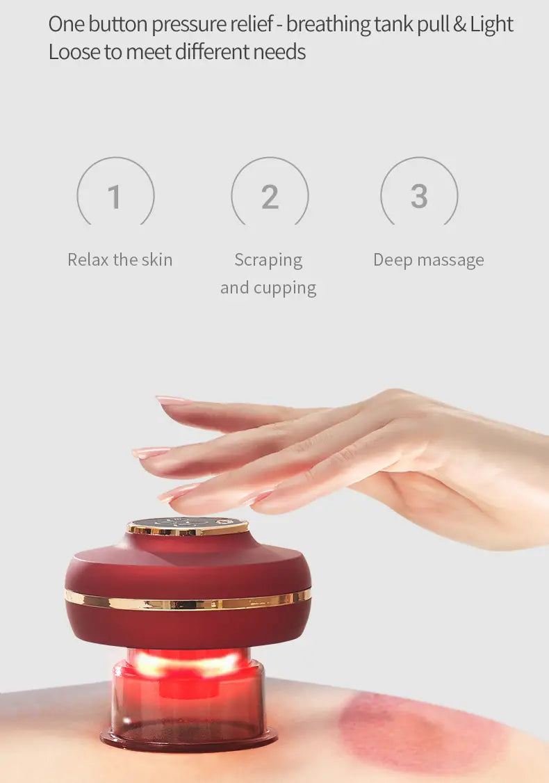 Nuvella Portable Electric Cupping Massager with Red Light (2 Cups)