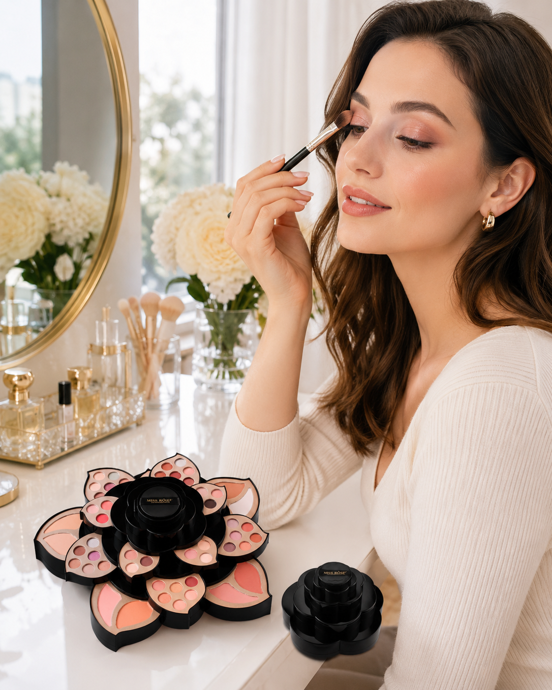 Multifunctional Makeup Full Set with Black Floral Palette